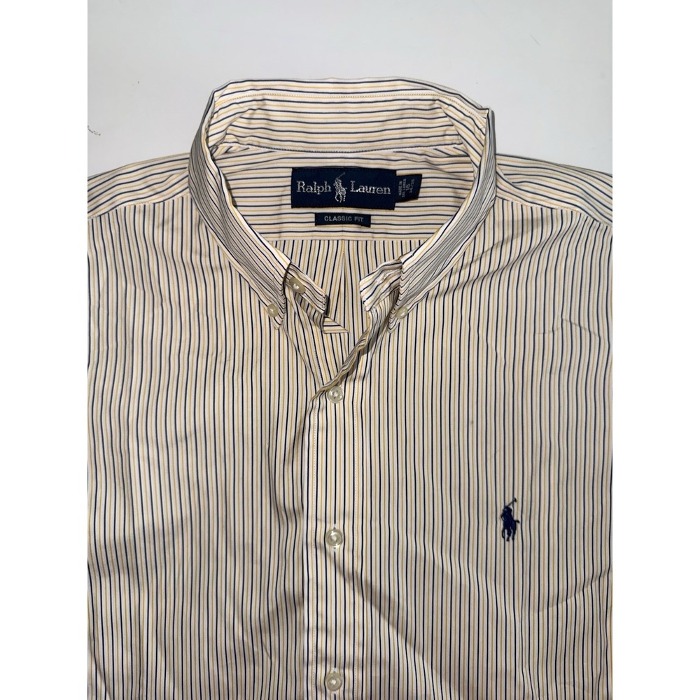 Ralph Lauren Mens Classic Fit Striped Casual Button Down Shirt Preppy 16.5 34-35